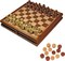WE Games Medieval Chess & Checkers Game Set - Wood Board with Storage Drawers 15 in.